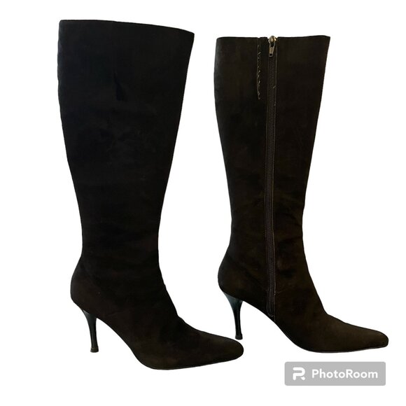 Nine West Shoes - EUC NINE WEST Black Suede Tall Boots Lynol 6.5 M